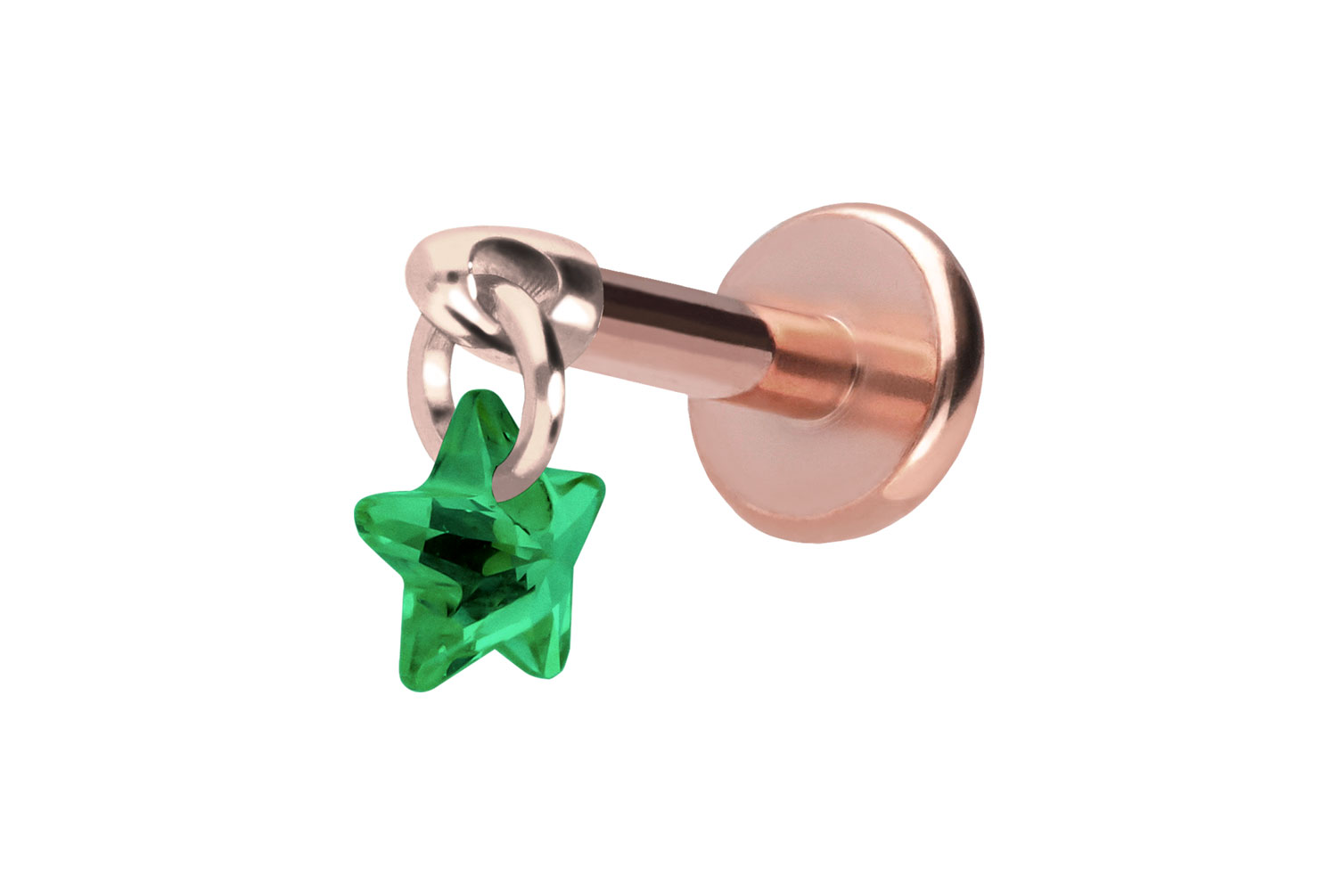 Titan Labret Piercing mit Push Fit KRISTALLSTERN